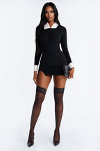 Ultimatum Collared Long Sleeve Bodysuit - Black/combo