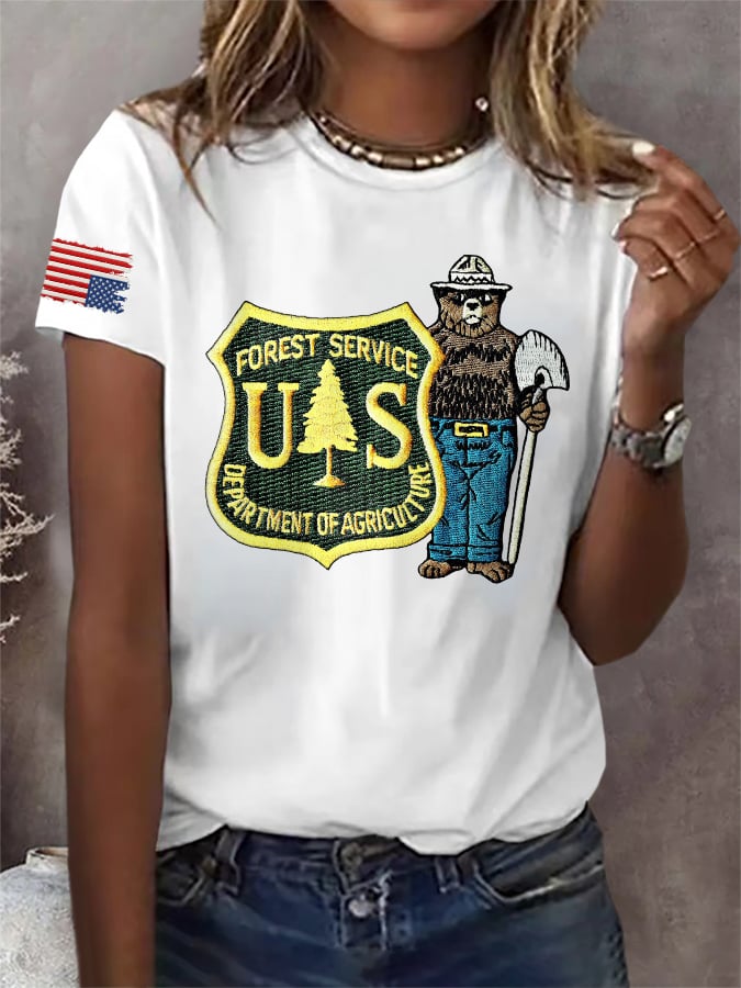 Retro Save The Forest Service Print T-Shirt
