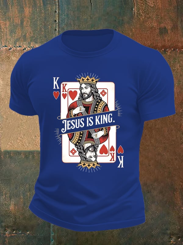 Men's  Jesus Is King Christian  Print T-Shirt