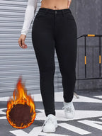 Fleece-Lined High-Waist Skinny Jeans – Warmth & Flattering Fit