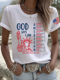 Retro God Says I Am American 250th Anniversary Print T-Shirt