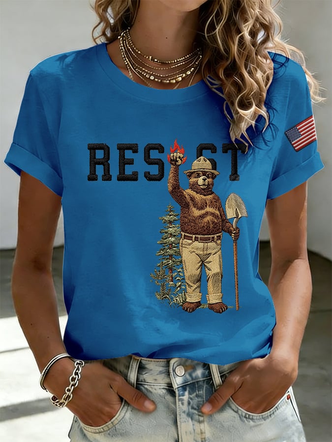 Retro Resist Save The Forest Service Print T-Shirt