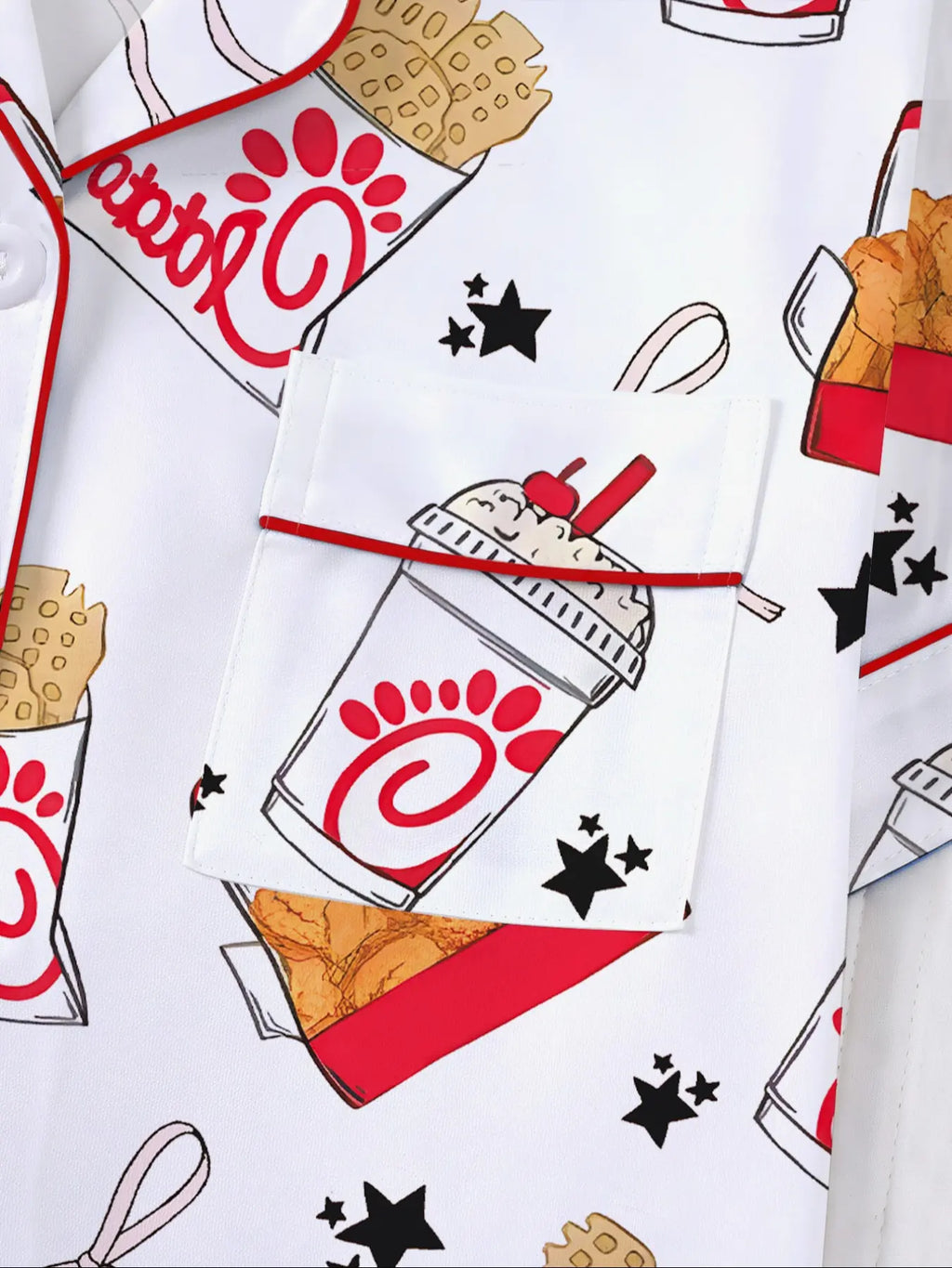 Women's Snack Chicken Bow Print Pajama Set