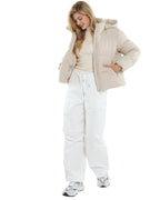 Warm Core Premium Short Puffer Jackets with Removable Hood & Optional Faux Fur Linging, Lady Casual Outerwear Longsleeves Zip Pockets Warm Quilted Coat