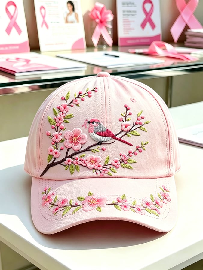 Pink Plaid Print Cap