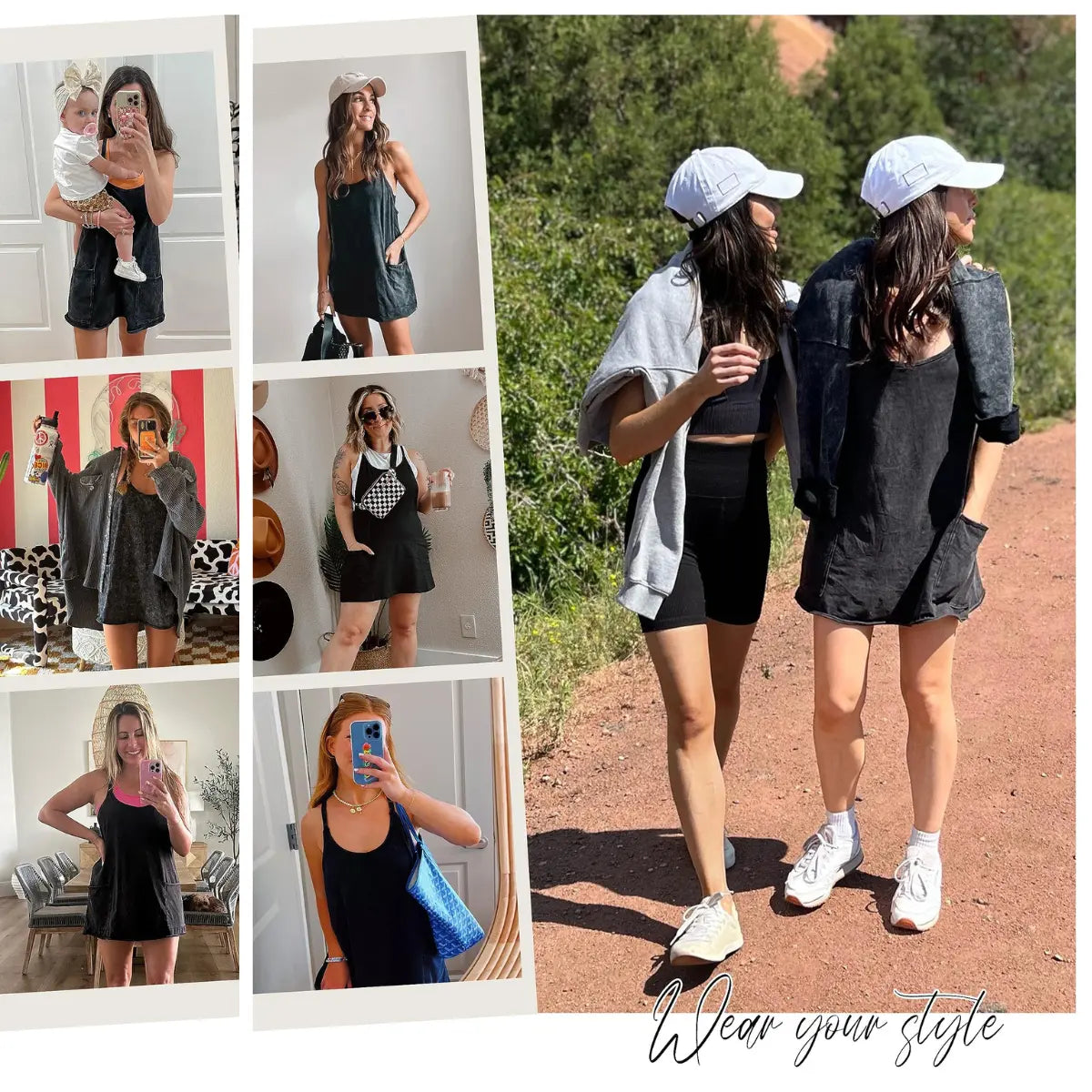Women's Summer Sleeveless Mini Dress V Neck Spaghetti Straps Athletic Built-in Shorts Sundress SummerVibes