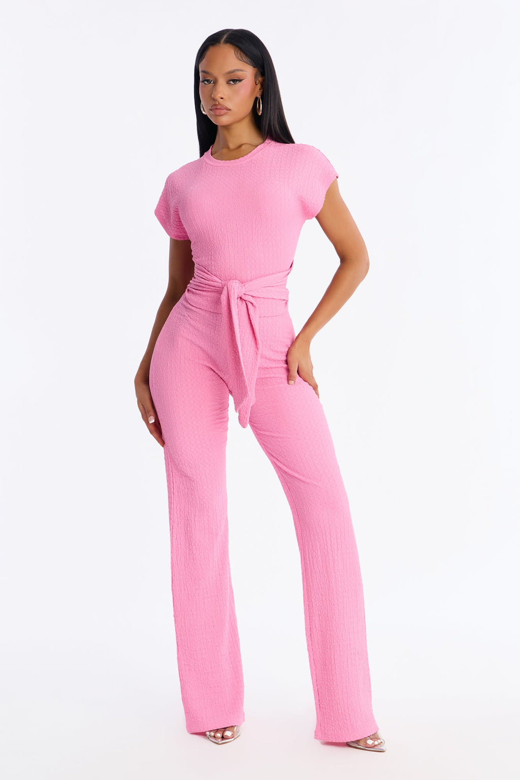 Clementine Textured Pant Set - Black