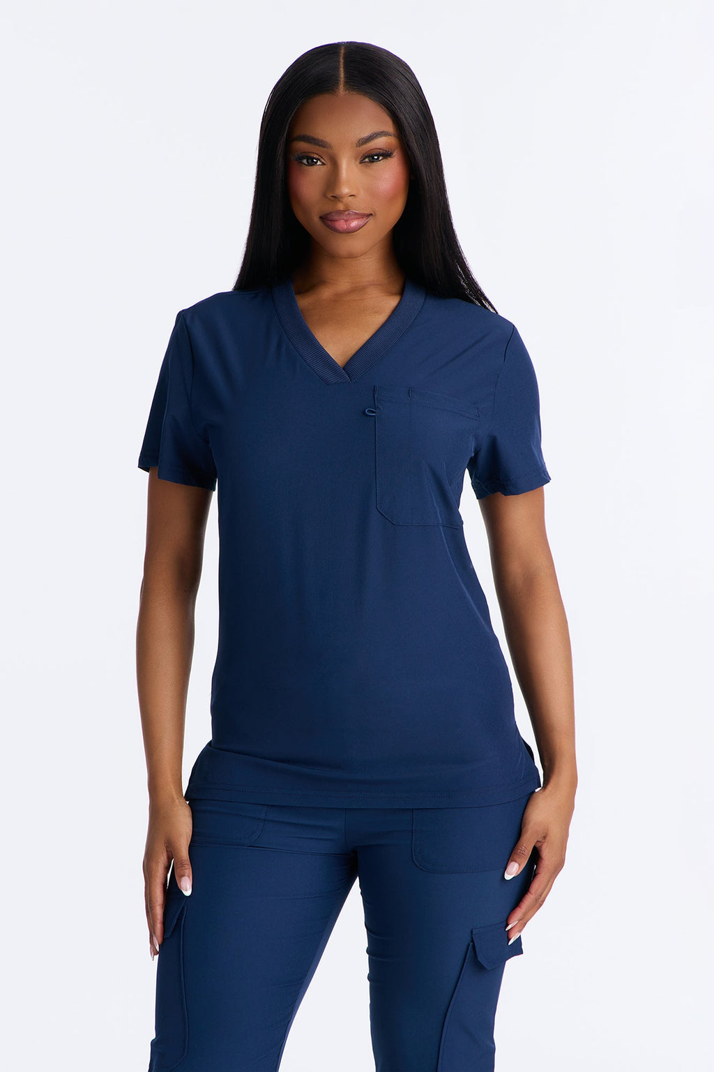 4 Way Stretch 2 Front Pocket Scrubs Rib Jogger Set - Mauve