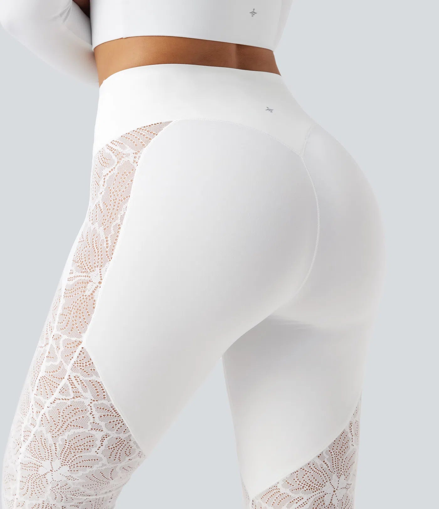 UltraSculptTM High Waisted Tummy Control Contrast Lace Yoga Flare Leggings with Pocket