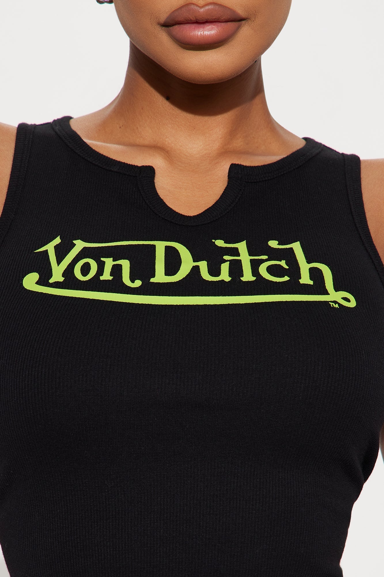 Von Dutch Ribbed Notch Neck Tank Top