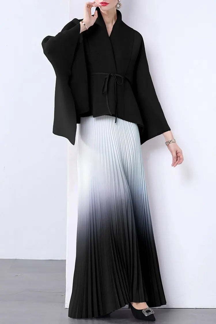 Elegant Pleated Skirt Two-Piece Set