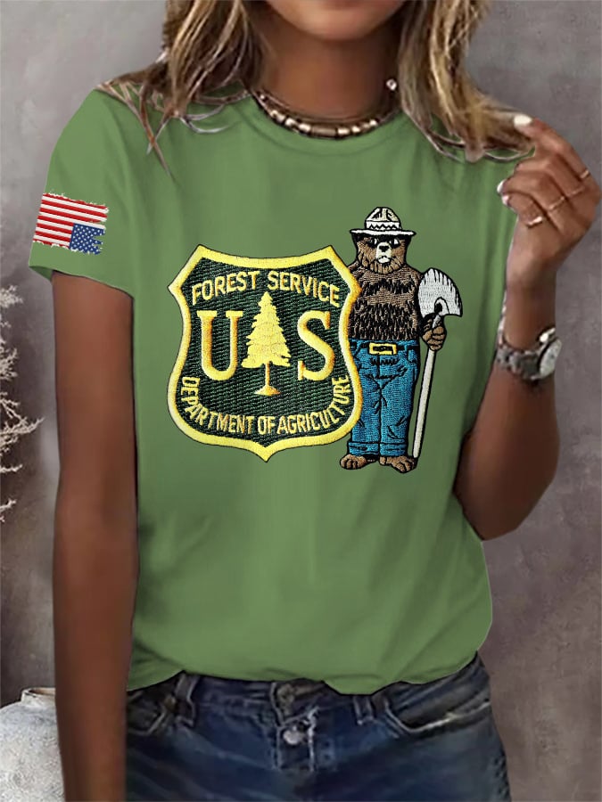 Retro Save The Forest Service Print T-Shirt