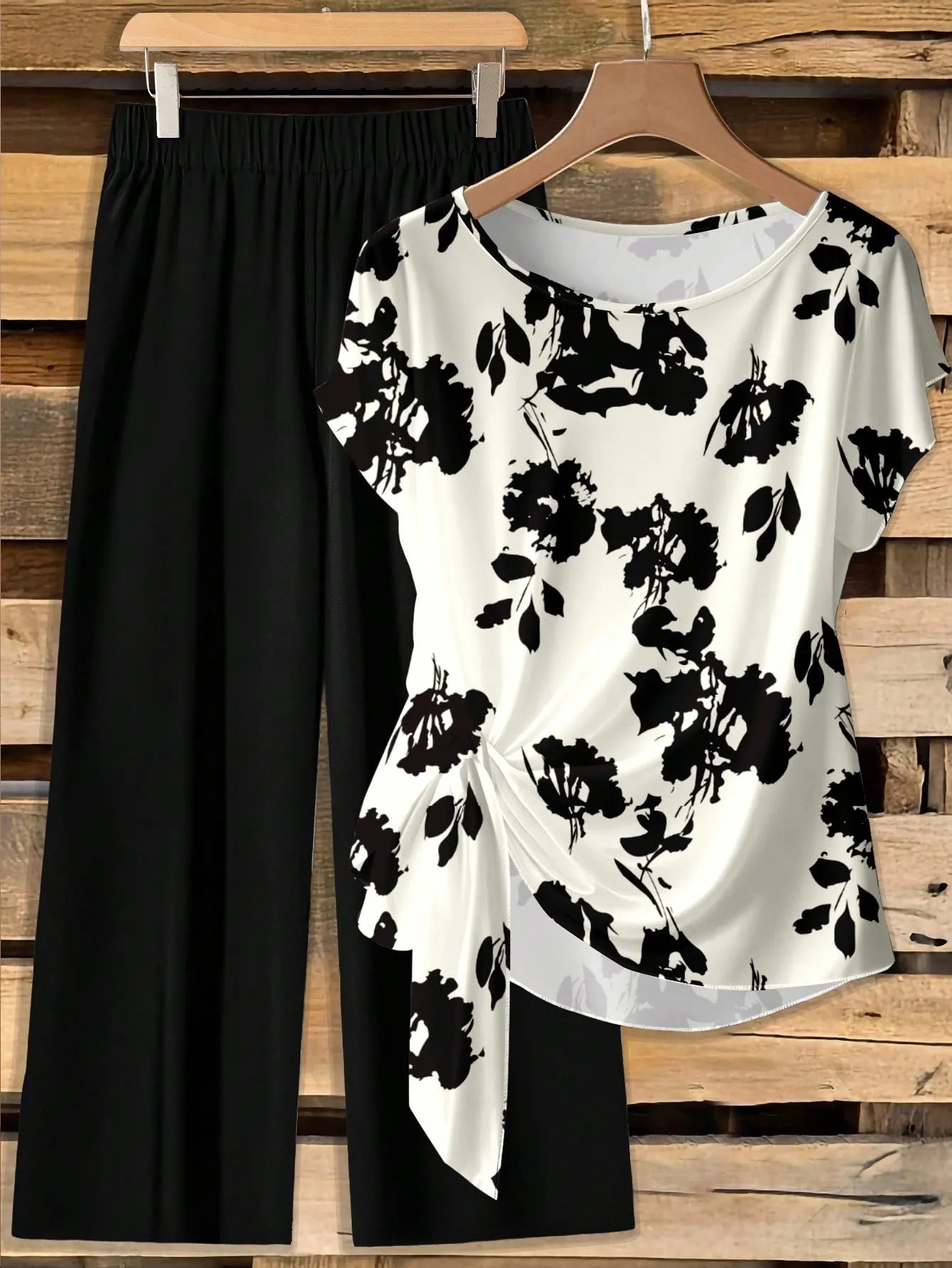 Women's Tie Bow Blouse And Straight Leg Pants 2 Pieces Set Blouse And Pants Set Floral 2 Pieces Set Modest Two Pieces Set Two Pieces Set,Casual