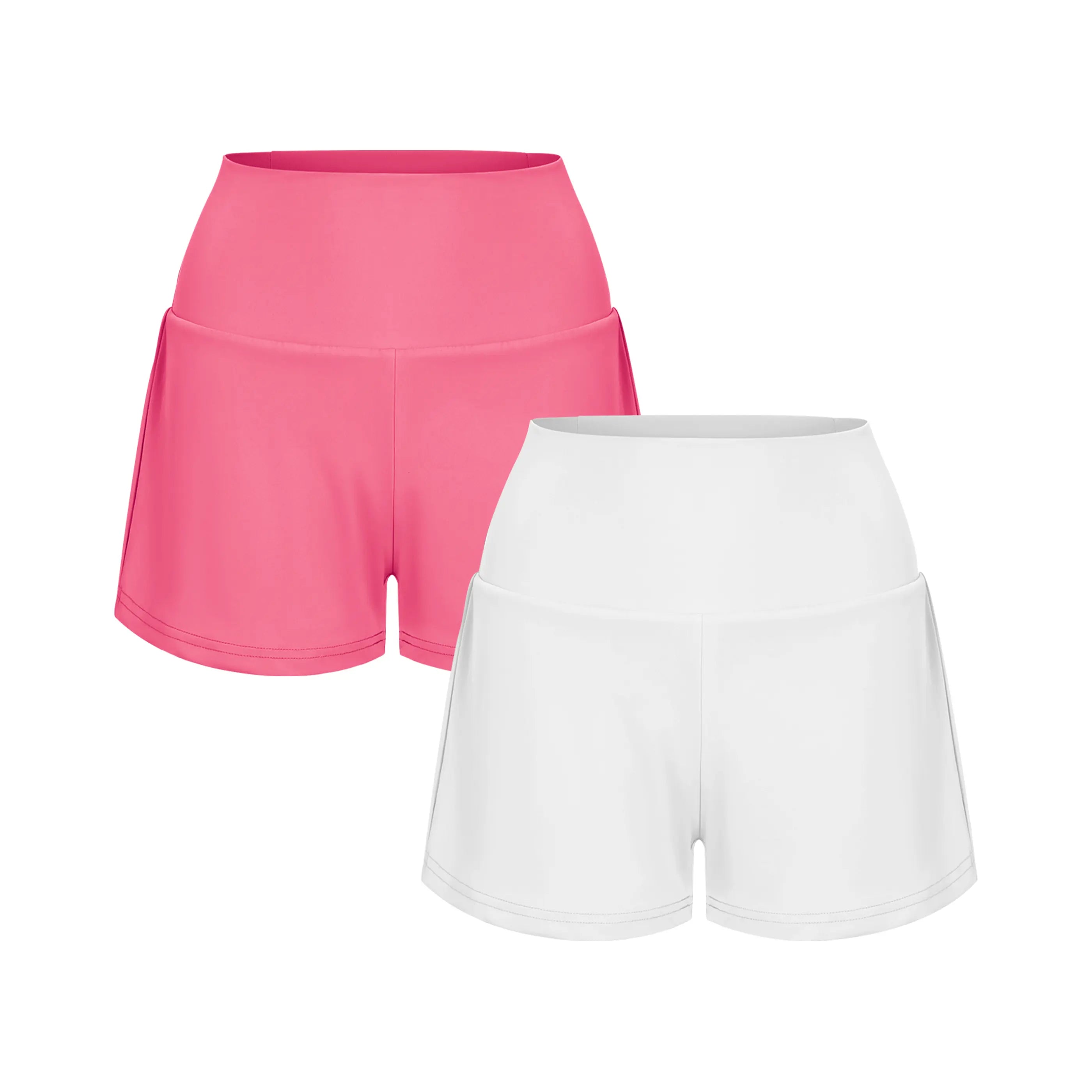 2-Piece Super High Waisted Back Pocket & Side Hidden Pocket 2-in-1 Yoga Shorts 3" Set