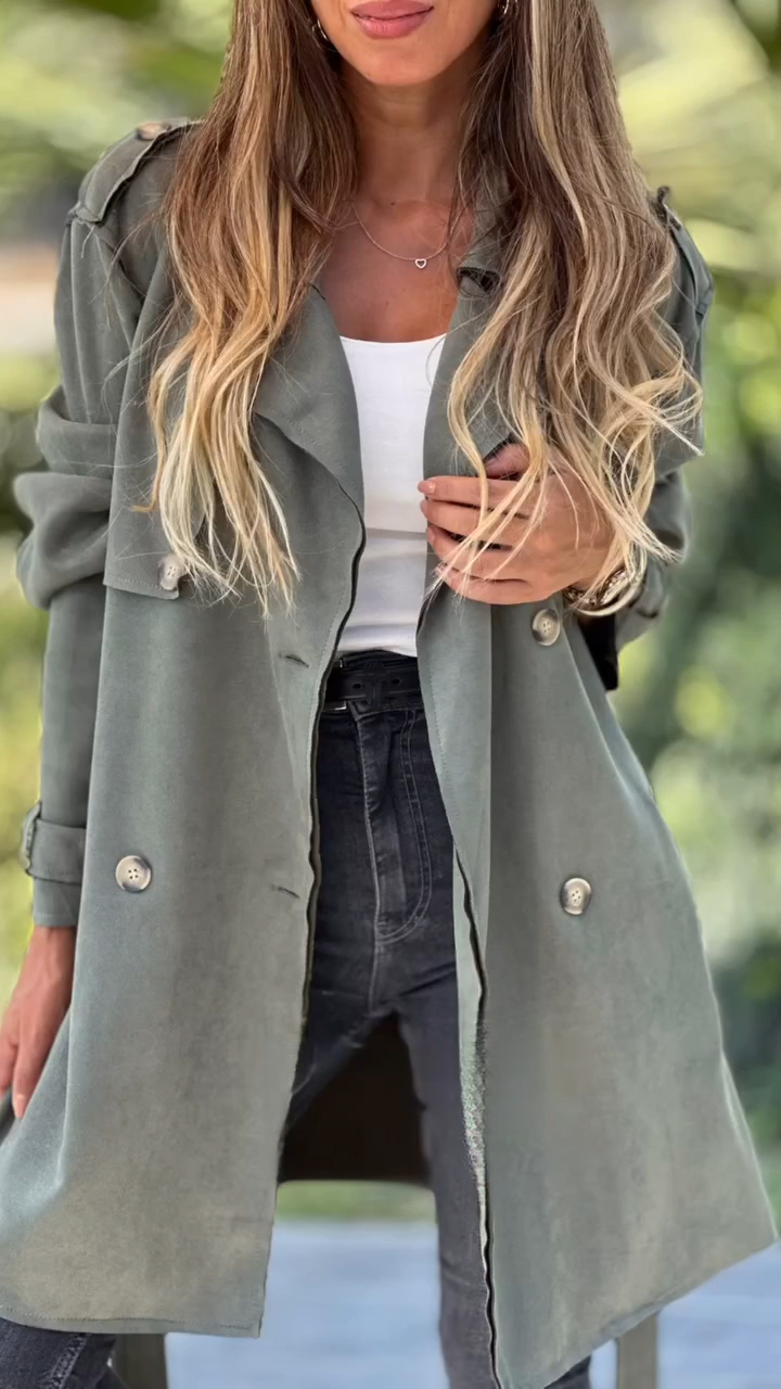 Womens Lapel Temperament Casual Windbreaker