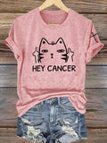 Women's Casual Anti-Cancer Kitten Print Short-Sleeve T-Shirt