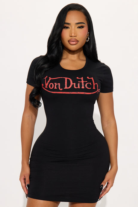 Von Dutch Flames Long Sleeve Mini Dress