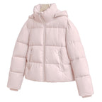 Warm Core Premium Short Puffer Jackets with Removable Hood & Optional Faux Fur Linging, Lady Casual Outerwear Longsleeves Zip Pockets Warm Quilted Coat