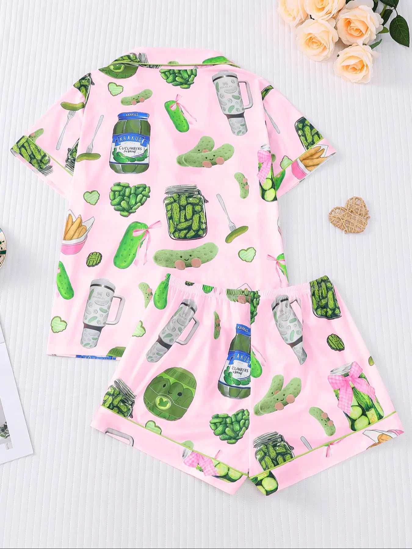 Women's Cucumber Print Short Sleeve Pajama Set