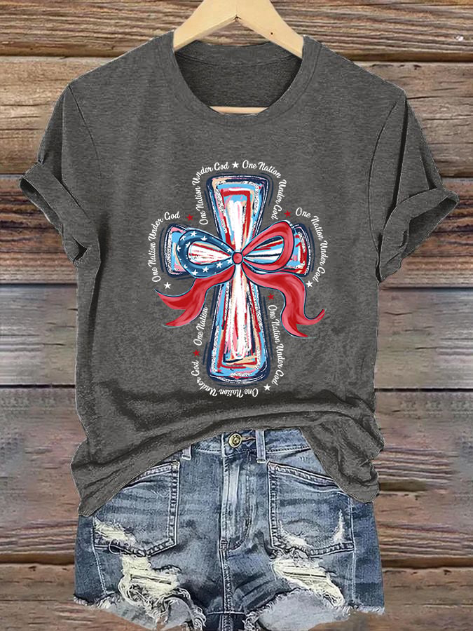 Women'S Casual One Nation Under God T-Shirt