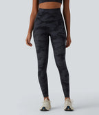 UltraSculptTM Camo Print High Waisted Tummy Control Running Leggings with Pockets