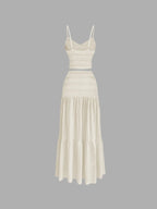 Women's Elegant Chic Party Sweet Cute Sleeveless Short Top and Half Skirt Set, Casual Slim-Fitting Spring & Fall
