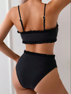 Fashion Sexy Detachable Strap Halter Bikini, Beach Pool Women's Swimsuit, Fitted Plain Style, Summer Swimwear, Casual Wear, Solid Bikinis