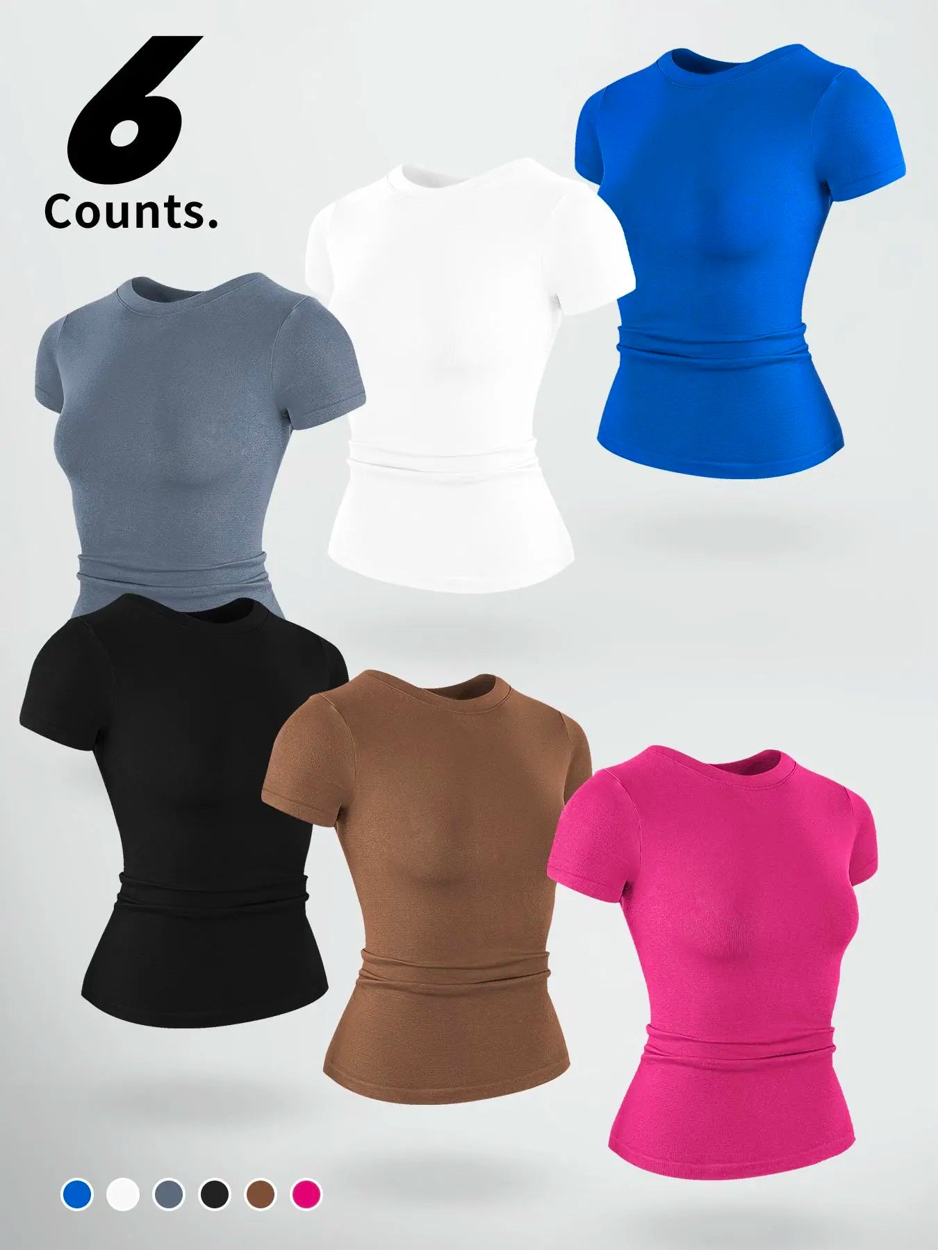 Women's Solid Color Sports Tee, Breathable Quick Drying Crew Neck T-Shirt, Ladies Sportswear for Gym Workout Running