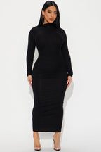 Lana Long Sleeve Midi Dress - Black