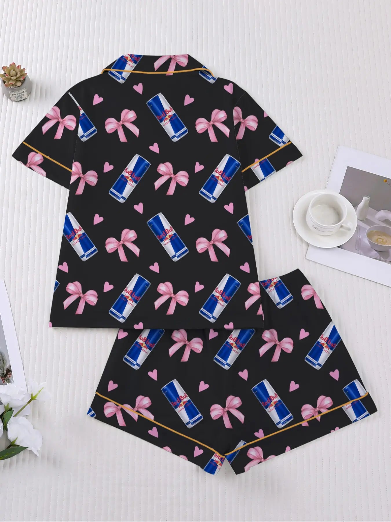 Women's Heart & Bow Print Sleepwear Set