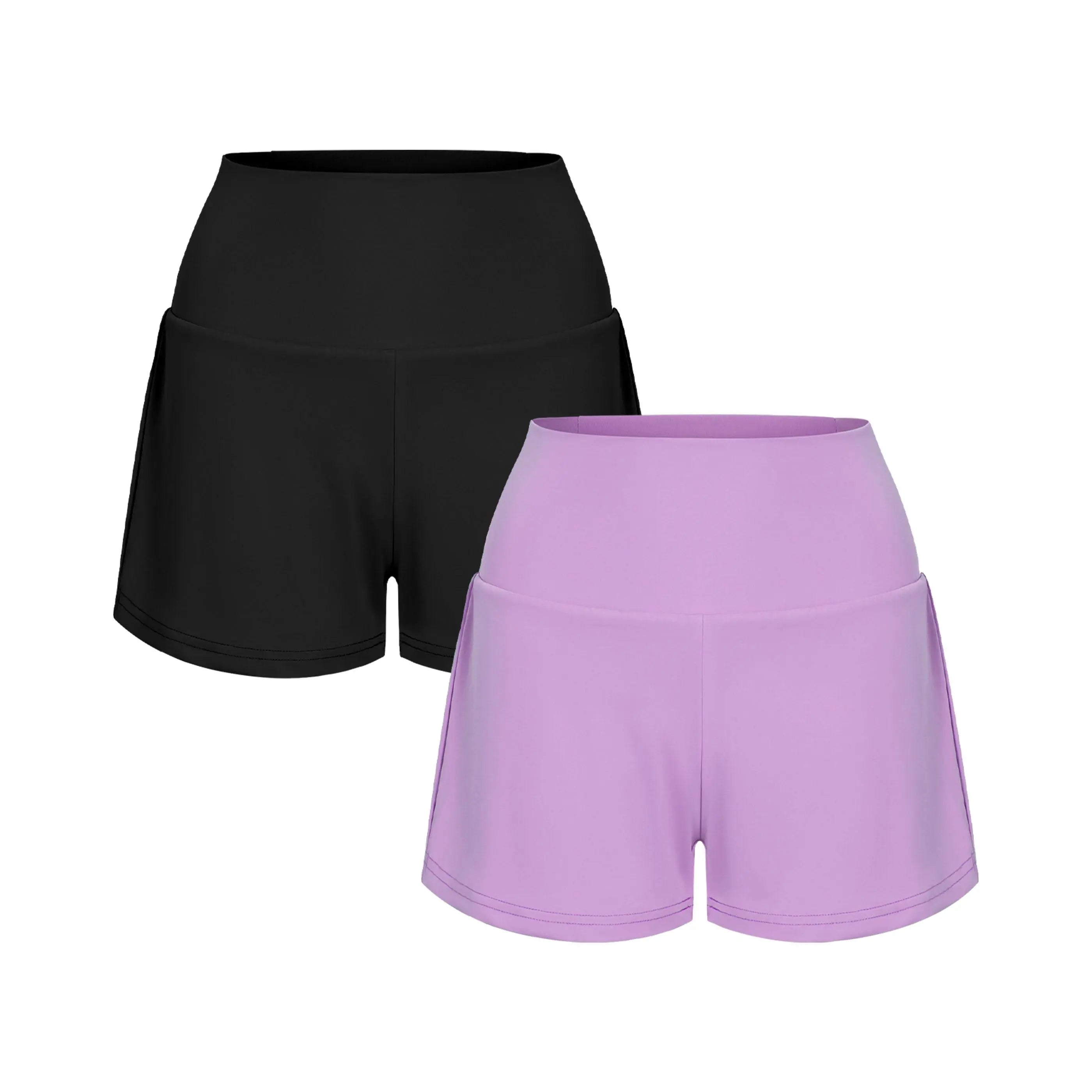 2-Piece Super High Waisted Back Pocket & Side Hidden Pocket 2-in-1 Yoga Shorts 3" Set