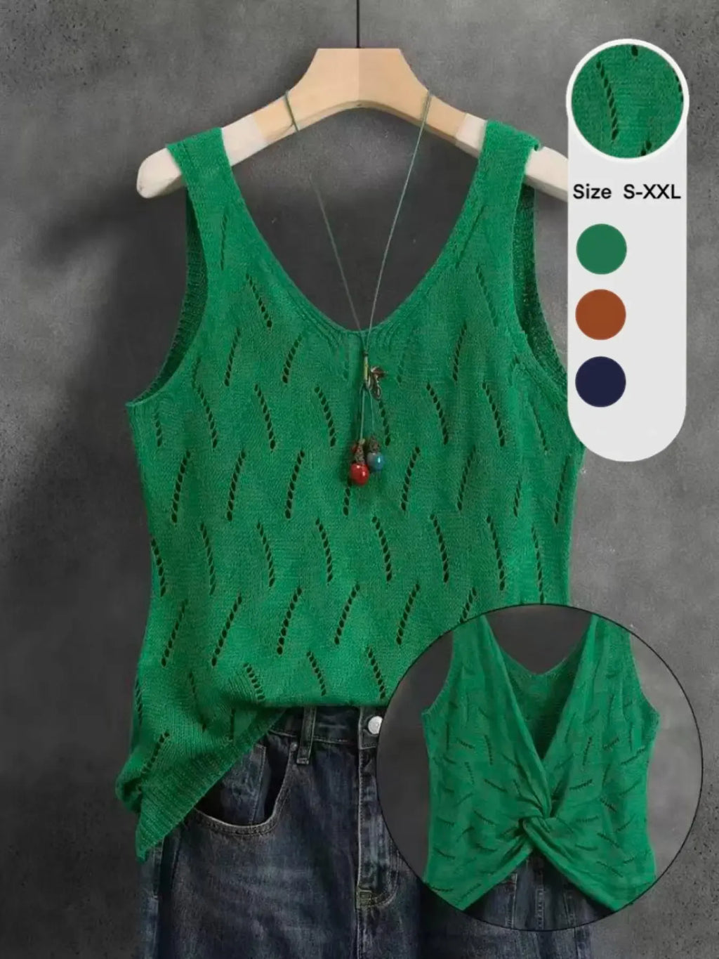 Women's V-Back Cutout Cross Camisole Tank Top, Summer Casual Sleeveless Backless Twist Knot Top, Lightweight Breathable Versatile Elegant Fashion Top