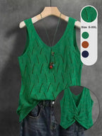 Women's V-Back Cutout Cross Camisole Tank Top, Summer Casual Sleeveless Backless Twist Knot Top, Lightweight Breathable Versatile Elegant Fashion Top