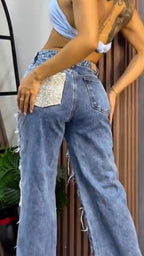 Women Heavy Craftsmanship Casual Straight Jeans