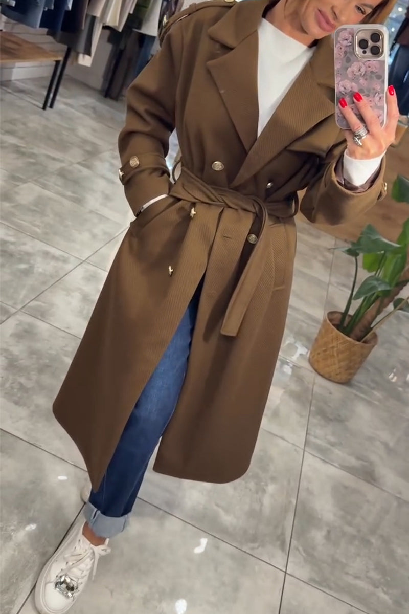 Women Lapel Temperament Casual Windbreaker
