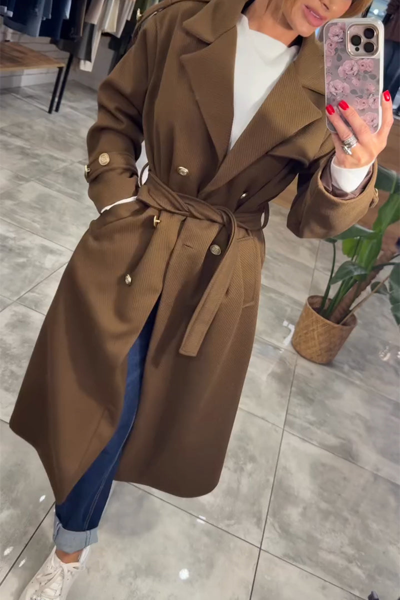 Women Lapel Temperament Casual Windbreaker