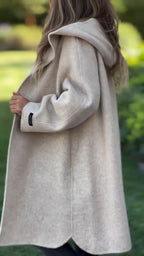 Womens Round Neck Hooded Casual Coat