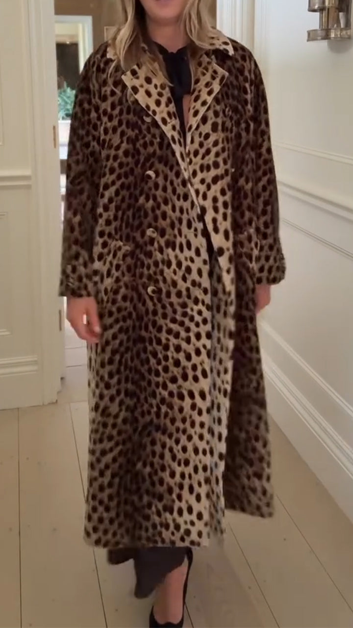 Women Lapel Leopard Print Temperament Casual Coat