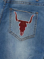 Ladies Washed and Printed Casual Jeans