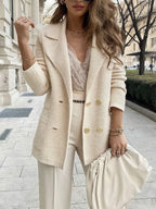 Women Lapel Double-breasted Temperament Casual Coat