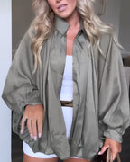 Women Lapel Solid Color Casual Jacket