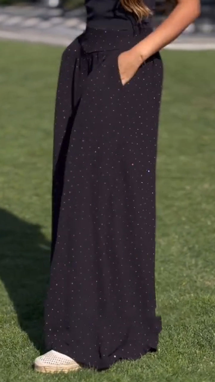 Women Loose Casual Rhinestone Pants