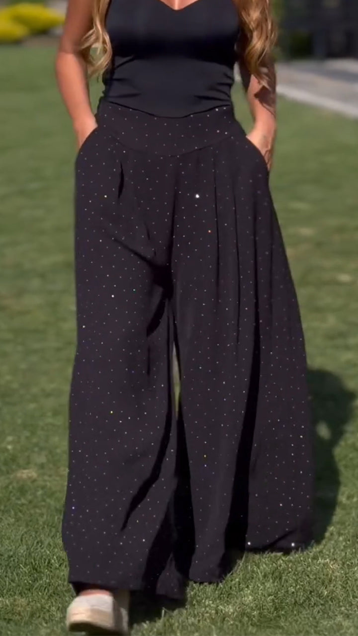 Women Loose Casual Rhinestone Pants