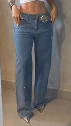 Ladies Rhinestone Casual Jeans