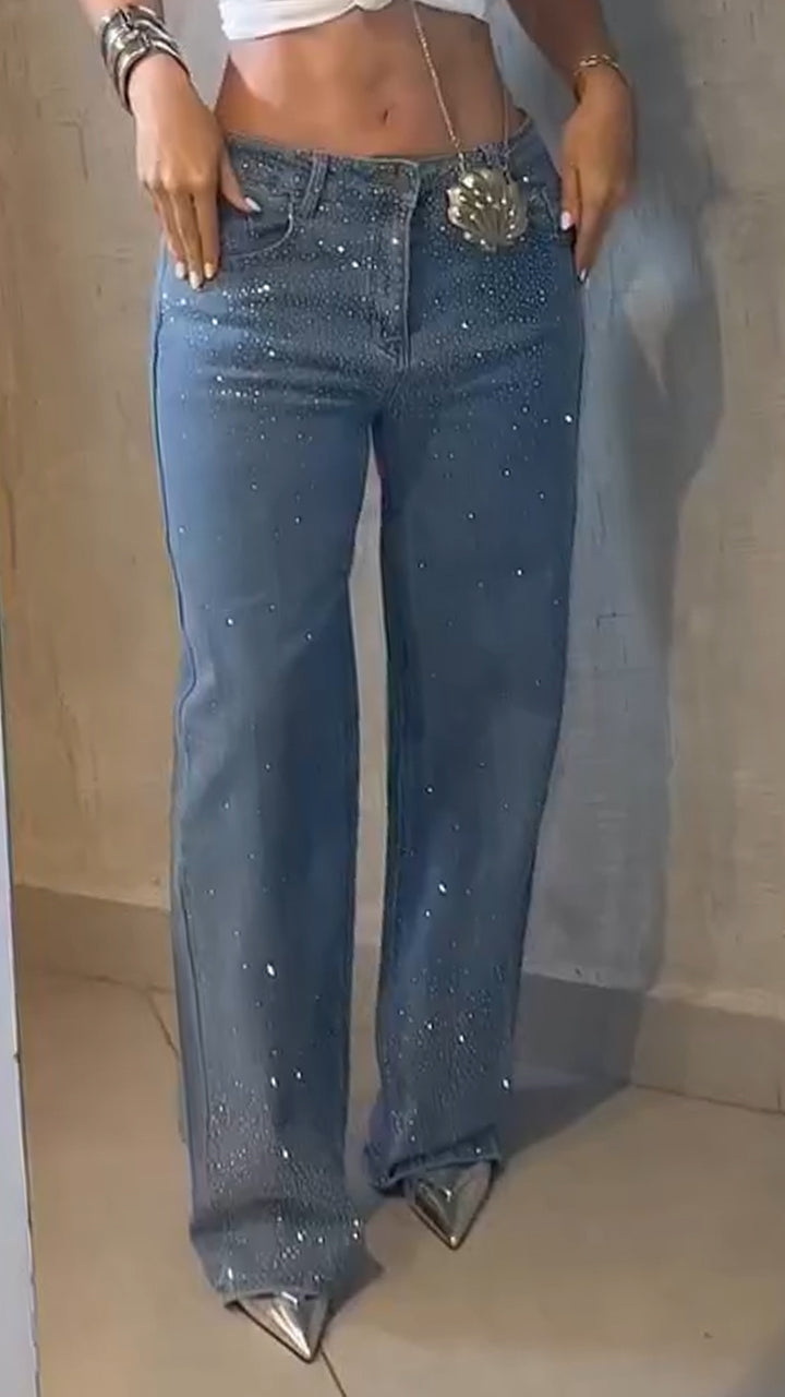 Ladies Rhinestone Casual Jeans