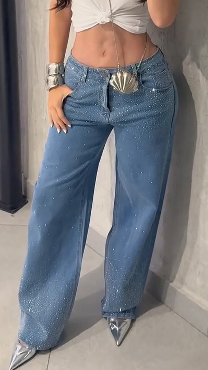 Ladies Rhinestone Casual Jeans