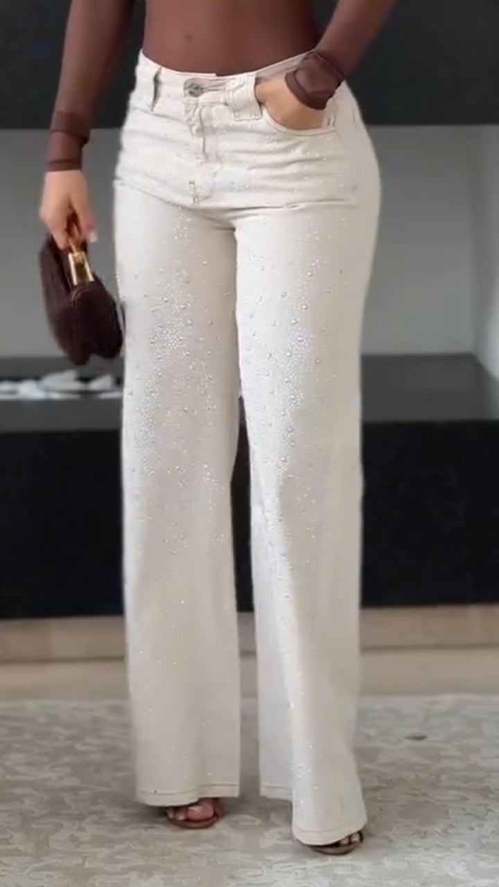 Ladies Rhinestone Sparkling Casual Jeans