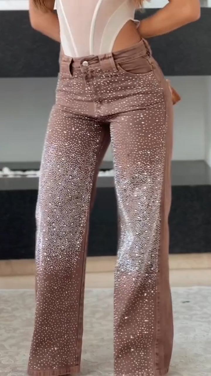 Ladies Rhinestone Sparkling Casual Jeans