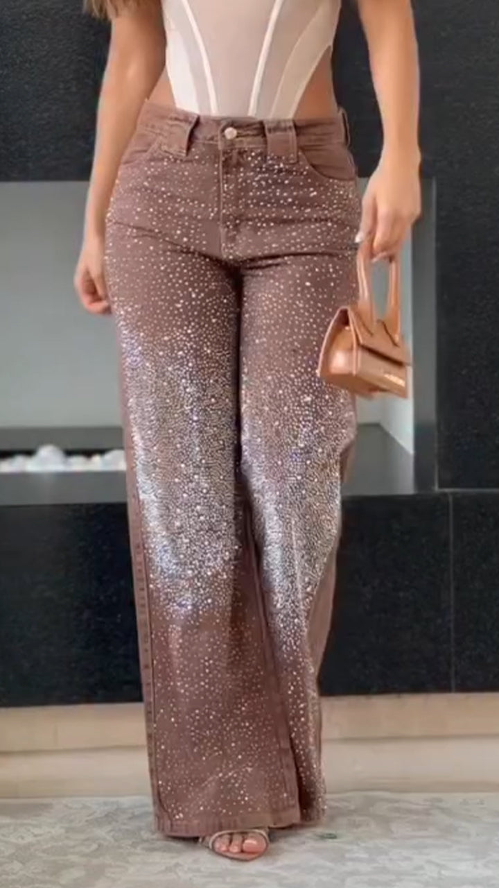 Ladies Rhinestone Sparkling Casual Jeans