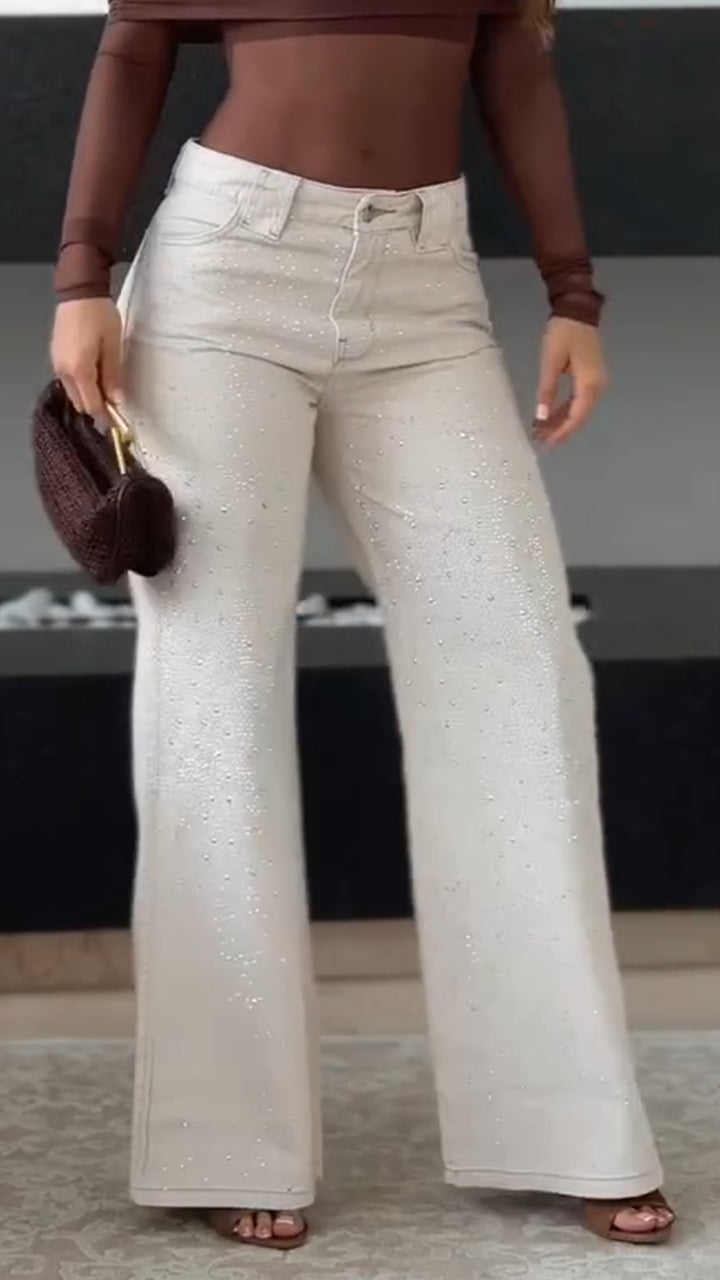 Ladies Rhinestone Sparkling Casual Jeans